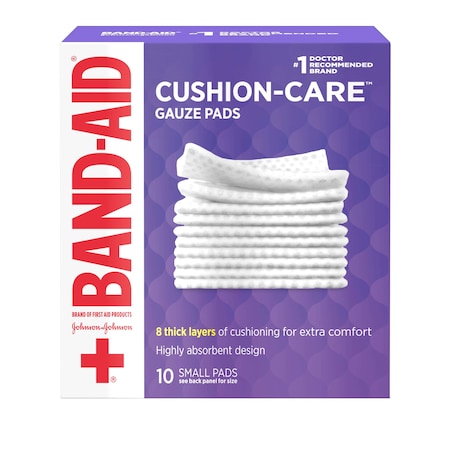 Johnson & Johnson Band-Aid Cushion Care Gauze Small 8 Thick Layers Pad 10 Count, PK24 1116569